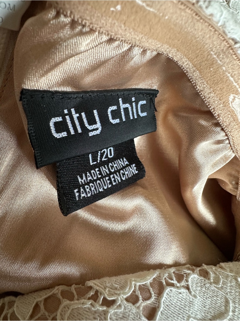 City Chic Rosalyn Lace Cream Beige Tiered Midi Tank Dress L/20 - Picture 8 of 12